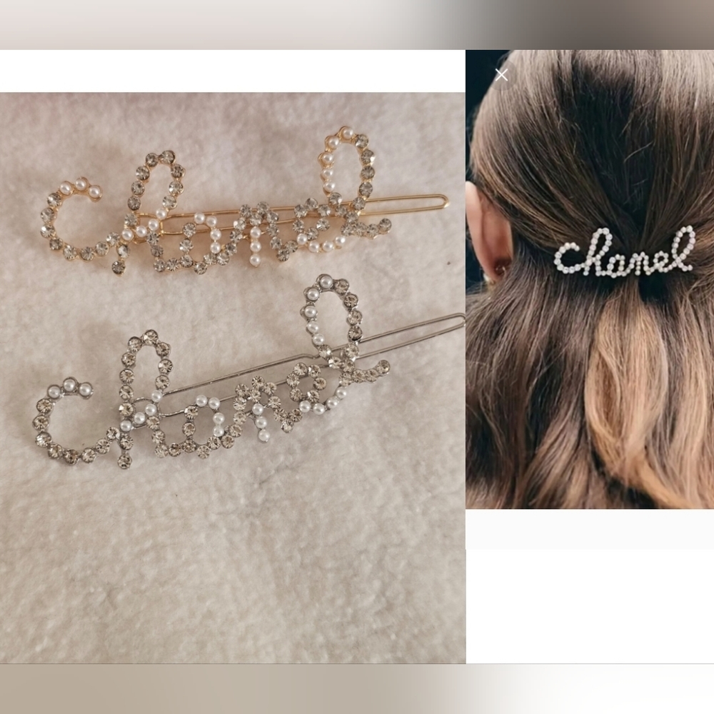 1Pc Chanel beauty hair Clip Rhinestone with Pearl